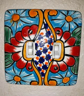 Talavera Mexican Pottery Light Switch Cover Wall Plate 5 " X 5 " Double Toggle