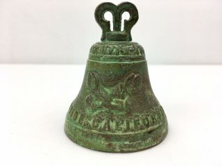 Antique Heavy Cast Bronze Bell Souvenir " Mission Inn " Riverside California