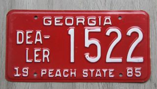 1985 Georgia Dealer License Plate Peach State Tag 1522
