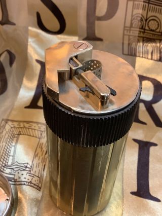 Lovely S T Dupont Cylinder Table Lighter - gold plate 9
