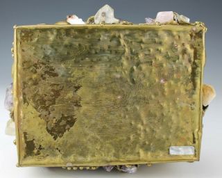 LARGE Brutalist Brass Amethyst Rock Crystal Jewelry Trinket Storage Box NR BVR 6