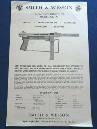 Smith & Wesson M - 76 S.  M.  G.  Brochure