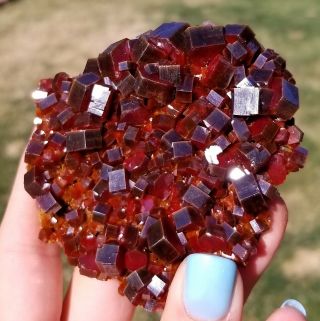 LQQK Large Dark Fire Red Vanadinite Crystals on Matrix From Morocco 5