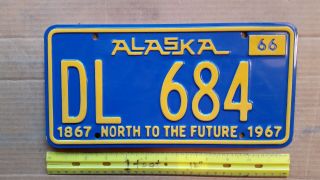 License Plate,  Alaska,  1867 - 1967,  Centennial,  North To The Future,  Dl 684 Dealer