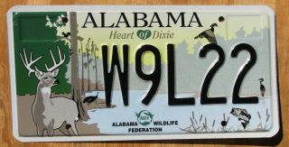 Alabama Wild Life License Plate 2010 W9l22