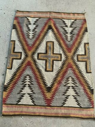 1920s Navajo Wearing Blanket Spider Woman Cross Natural Dyes