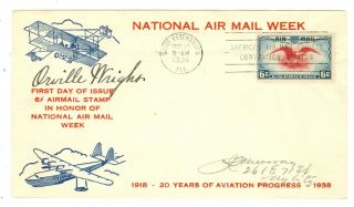 Orville Wright Signed 1938 Cover,  20 Years Aviation Progress,  Wright Brothers