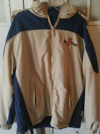 Six Flags Embroidered Reversible Zippered Winter Removable Hood Jacket (xl)