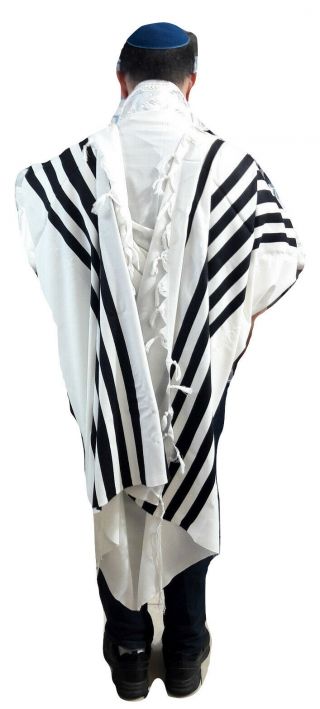 Kosher Tallit Talis Prayer Shawl 100 Wool 165x205cm/65x80 " Made Israel.  Black St