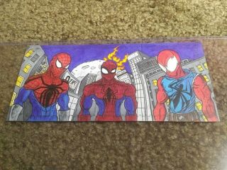 Upper Deck Marvel Premier - Spider - Man Triple Panel Sketch Card
