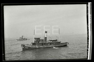 1938 Tugboat Evelyn Mathiasen Tug Boat Ship Old Photo Negative 676b