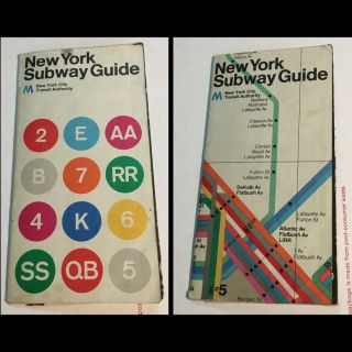 2 Orig Vintage 1972 Nyc Subway Maps Massimo Vignelli Moma Museum Of Modern Art