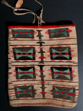 Nez Perce Imbricated Dark Wool Cornhusk Bag,  Brilliant Colors,  C1900,  Nr