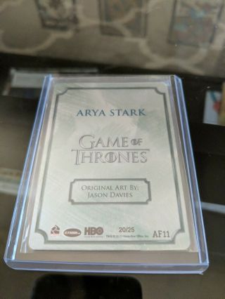 Game of Thrones Inflexions Artifex Metal Card AF11 Arya Stark Jason Davies 20/25 2