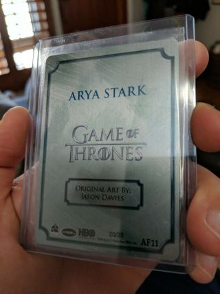 Game of Thrones Inflexions Artifex Metal Card AF11 Arya Stark Jason Davies 20/25 3