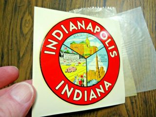 Vintage Indianapolis,  Indiana Souvenir Decal By Goldfarb Novelty Decal - Nos Nr
