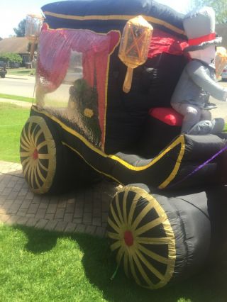 GEMMY Halloween Inflatable Grim Reaper Horse Pulling Carriage Hearse coffin 12ft 3