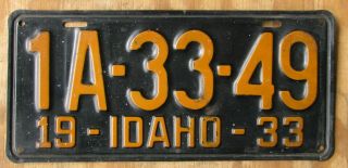 Idaho / Ada Co License Plates 1933 1a 3349