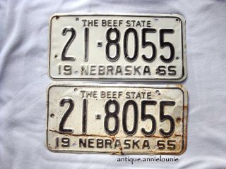 1965 Nebraska Scotts Bluff County Vintage License Plate Pair 21 - 8055