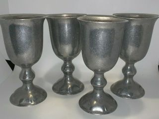 Set Of 4 Heavy Metal Chalice Wine Goblet Cup Renaissance 8oz Drinking Vessel