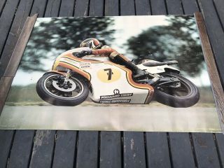 1978 Suzuki Gp Barry Sheene Racing Poster Flat Track Huge Size Vintage