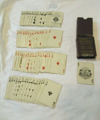 Rare No.  500 Playing Cards Featuring " Good Luck " Swastika Pattern Back.  1906