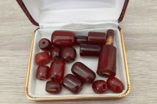 Antique Faturan Cherry Amber Beads With Clouds 58.  4 Grams.