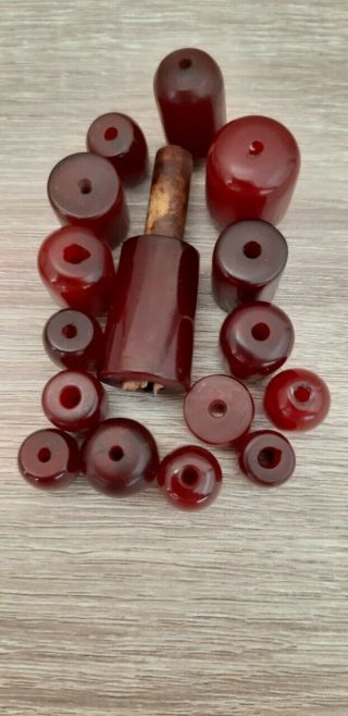Antique Faturan Cherry Amber Beads With Clouds 58.  4 Grams. 3