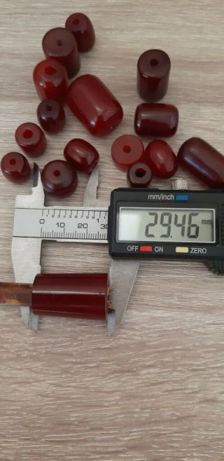 Antique Faturan Cherry Amber Beads With Clouds 58.  4 Grams. 8