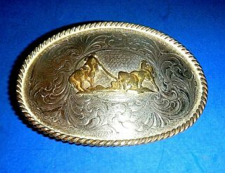 Montana Silversmiths Sterling Silver Plated Calf Roper Belt Buckle E09710 - 12