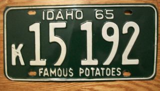 Single Idaho License Plate - 1965 - K15192 - Famous Potatoes