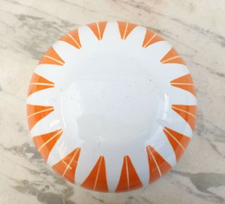 Vintage MCM Cathrineholm Enamelware 9.  5” Bowl In White W/ Orange Lotus Pattern 6