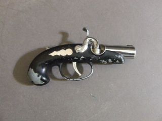 Vintage Doline Black And Chrome Flintlock Pistol Gun Cigarette Lighter