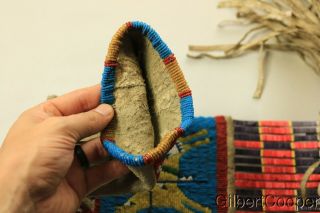 SIOUX BEADED FIGURE PIPE BAG W/FRINGE AND QUILLWORK 4