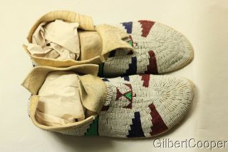 Sioux Beaded Moccasins On Parfleche - 1920 