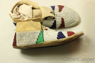 SIOUX BEADED MOCCASINS ON PARFLECHE - 1920 ' s 2