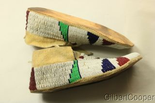 SIOUX BEADED MOCCASINS ON PARFLECHE - 1920 ' s 3