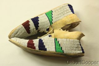 SIOUX BEADED MOCCASINS ON PARFLECHE - 1920 ' s 4
