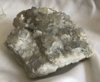 Pale Yellow Blue Phantom Fluorite on Barite Minerva Mine Hardin Co.  Illinois 3