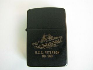 Uss Peterson Dd - 969 Black Matte Zippo Lighter Double Sided Us Military Vintage