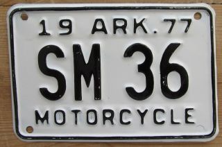 Arkansas 1977 Motorcycle License Plate Sm 36