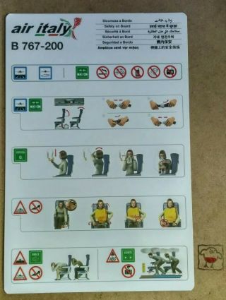 Air Italy Boeing 767 - 200 Safety Card