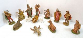 15 Piece Vintage Fontanini Nativity Figure Set Made In Italy Baby Jesus Lambs