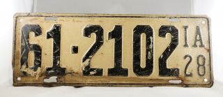 1928 Iowa Passenger License Plate -