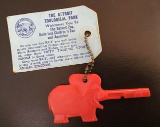 Vintage Detroit Zoo Trunkey Red Elephant Talking Storybook Key Belle Isle W/tag
