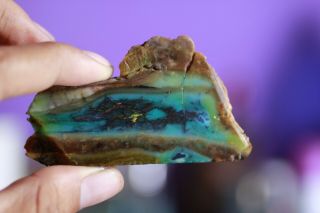 34gr Rare Indonesia Blue Opal Petrified Wood Copper Slab