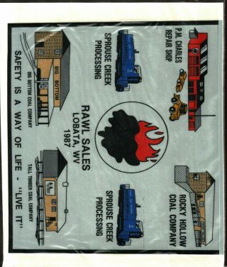 Very Rare Uncut Sheet Rawl Sales - Pm Charles Coal Co.  Coal Mining Stickers 431