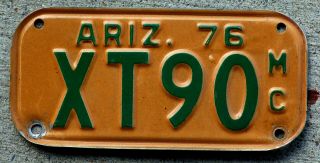1976 Green On Tan Arizona Motorcycle License Plate