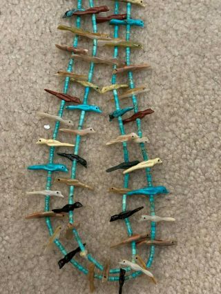 COLLECTORS Zuni Bird Fetish Necklace by Andrew Emerson Quam.  2 strands 56 birds. 2