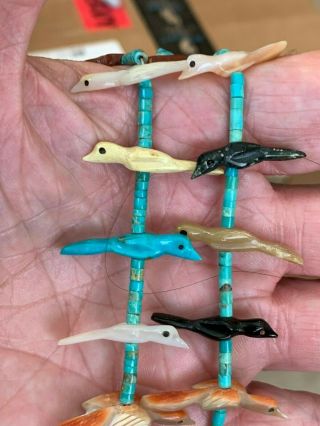 COLLECTORS Zuni Bird Fetish Necklace by Andrew Emerson Quam.  2 strands 56 birds. 6
